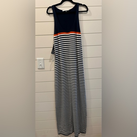 Trina Turk Striped Maxi Dress with Orange Accent Size L - Picture 2 of 7